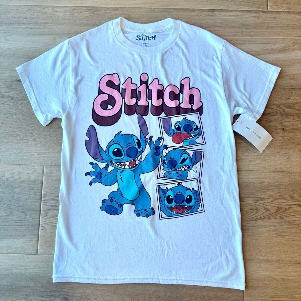 Urban Outfitters Disney Lilo & Stitch Pink Graphic T-Shirt White Small NWT